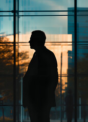 silhouette of a person at the airport