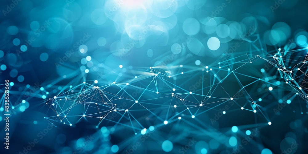 Poster blue background with network of dots and lines