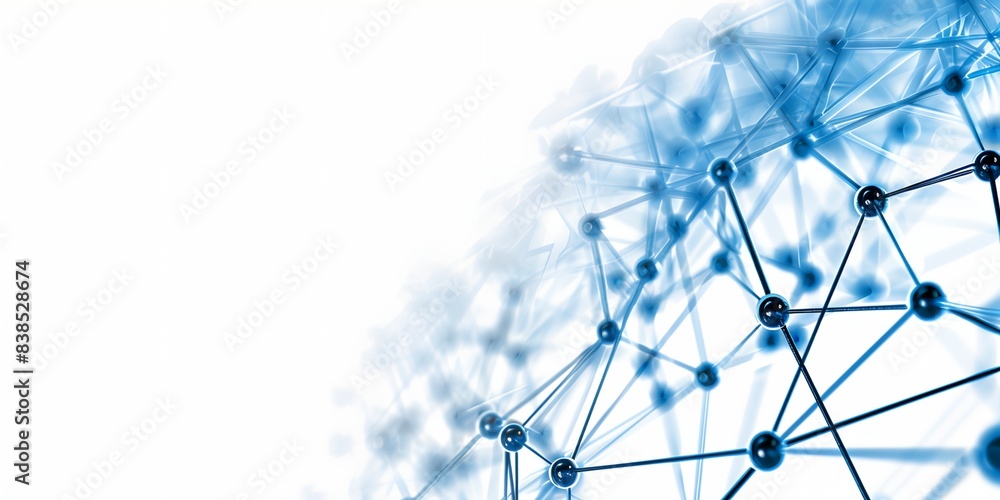 Aufkleber blue and white abstract image of a network of dots and lines