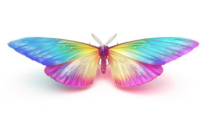 Fototapeta premium Luna Moth featuring colorful rainbow accents on its spread wings, celebrating LGBTQIA pride and enchantment