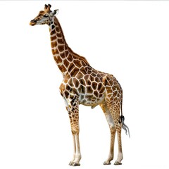 adult giraffe standing on white background