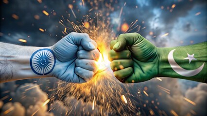 Pakistan India fist clash concept photography for commercial use