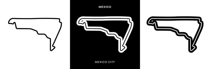 Mexico Circuit Vector. Mexico City Circuit Race Track Illustration with Editable Stroke. Stock Vector.	