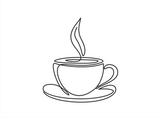 Continuous one single line drawing of Cup of tea or coffee