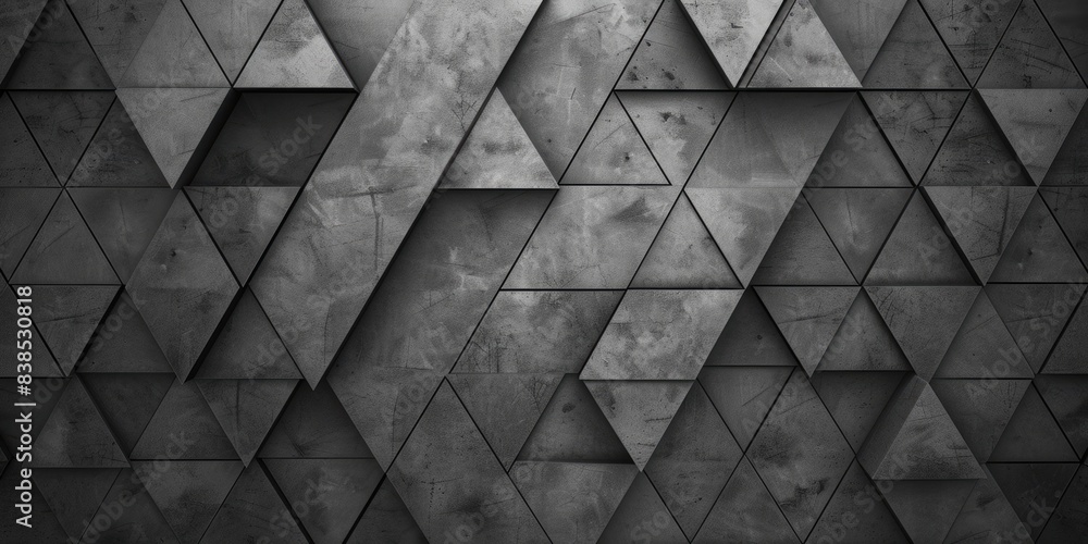 Poster grey triangle background. low-poly mosaic design with triangular shapes converging towards center