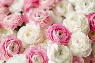 Elegant Ranunculus Flowers: Pink and White Blooms