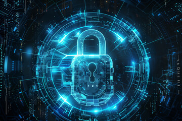 Fototapeta premium padlock cybersecurity futuristic
