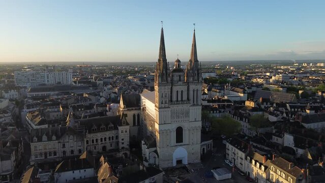 drone video Angers cathedral France Europe