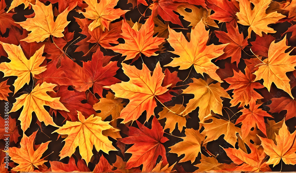 Wall mural Autumnal vibrant orange maple leaves background - Wall murals