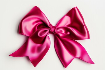 Naklejka premium Satin fuchsia bow on white background.
