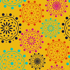 Vector. Perforated geometric patterns Papel Picado pattern. Hispanic Heritage Month. Polygonal seamless pattern for poster, cover, social network; for textiles, wallpaper, packaging, wrapping paper.