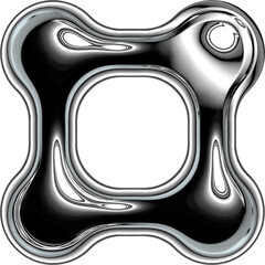 Y2K Metallic Chrome 2000s Retro Vintage PNG Graphic Element 