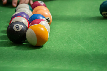 Billiard Balls / A Vintage style photo from a billiard balls in a pool table