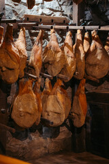 Salami and Prosciutto Hanging from the Ceiling in Kart, Slovenia for an Authentic Culinary Experience