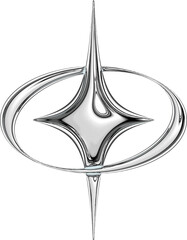 Y2K Metallic Chrome 2000s Retro Vintage PNG Graphic Element 