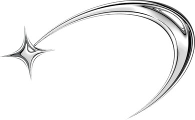 Y2K Metallic Chrome 2000s Retro Vintage PNG Graphic Element 