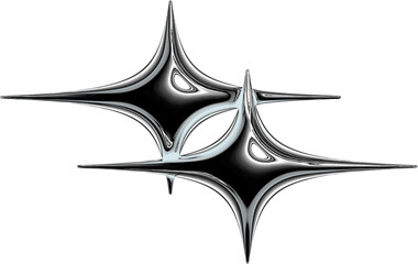 Y2K Metallic Chrome 2000s Retro Vintage PNG Graphic Element 