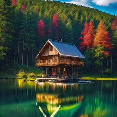 Fototapeta premium house on the lake