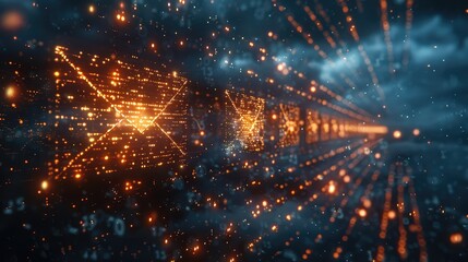 Obraz premium Digital Messages Floating in Cyberspace, Depicting Modern Communication and Data Exchange