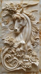 Beautiful animal 3d relief wallpaper. Mural wallpaper. AI generated illustration