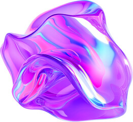 Pink and Purple Metallic Glossy Abstract PNG Object Element