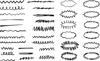 핸드드로잉 낙서 밑줄 프레임 세트