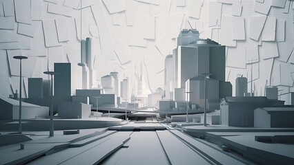 White low poly building background texture 3d rendering wallpaper