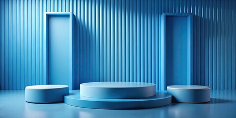 Blue podium for product display and photoshoot, blue, podium, stage, dias, product display, photoshoot, stock photo, isolated, minimalistic, clean, modern, showcasing, presentation, exhibition