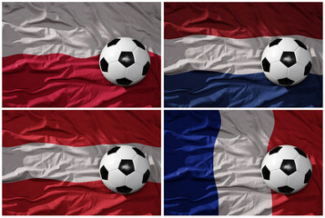 europe group . realistic football balls with flags of austria poland netherlands and france,soccer...