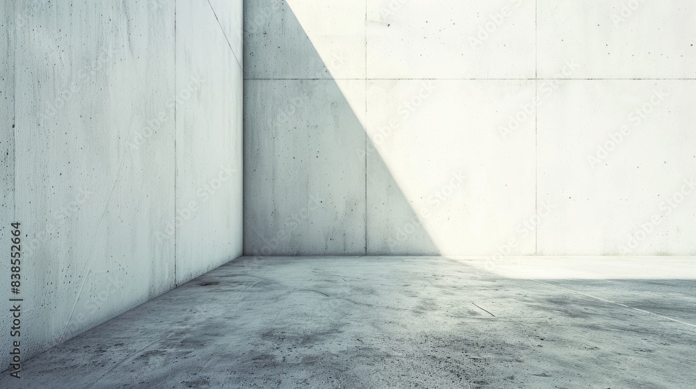 Poster wall corner in flat architecture with blank background and abandoned building effect