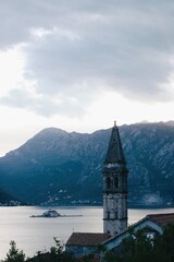 Fototapeta premium church on the sunset in perast 