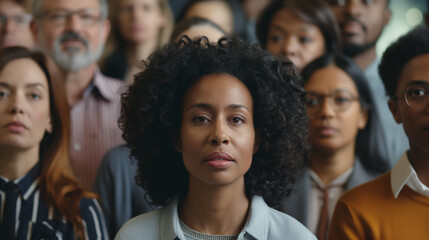 Focused Group of Diverse Professionals Listening Intently in a Corporate Setting

