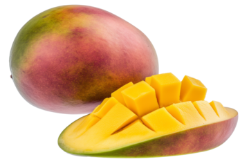 A slice of mango with a few pieces missing, transparent backgrounds PNG