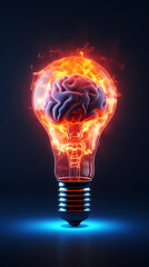 There is a glowing brain inside the light bulb