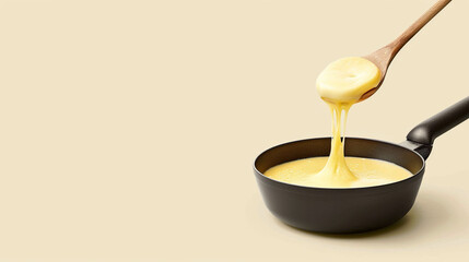 Delicious cheese fondue close-up on a light beige background