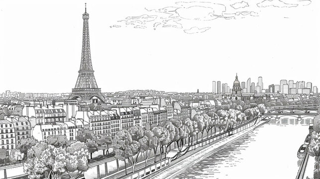 Colouring landscape of Paris