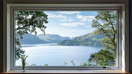 "Scenic View Overlooking Lake Ullswater Through a Picture Window"