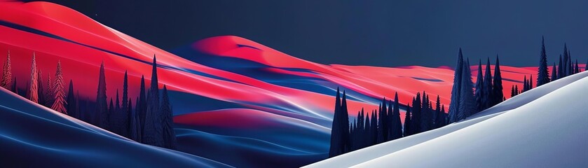 Capture an ethereal Aurora borealis swirling above a serene forest, viewed from a dramatic tilted angle