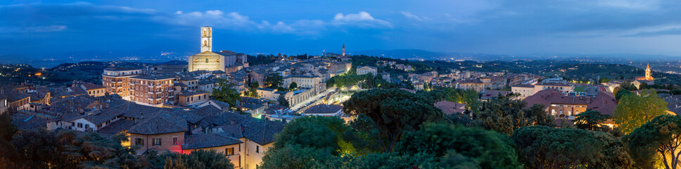 Perugia - The look to south - panorama of east part of old town with the churches San Lorenzo and...