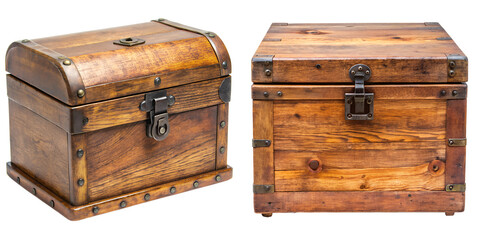 Old wooden vintage box highly detailed isolated on transparent background PNG file