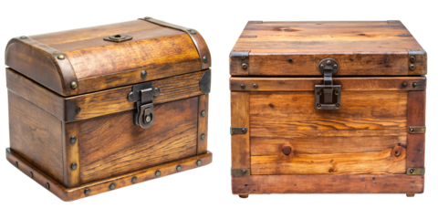 Old wooden vintage box highly detailed isolated on transparent background PNG file