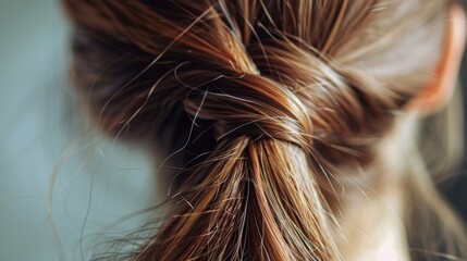 Naklejka premium A close up of a woman's hair with long brown strands, AI