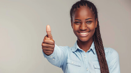 Confident Young Woman Giving a Thumbs Up.