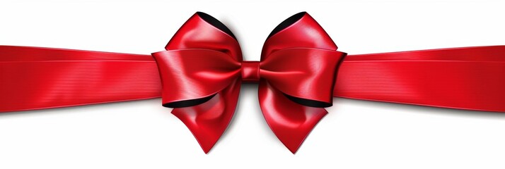 Beautiful red bow with red ribbon isolated on white background for page decor