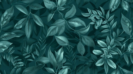 Tile green foliage pattern. Botanical design for wallpaper, fabric, digital backgrounds.
