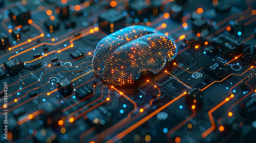 Poster ai artificial intelligence concept deep learning and digital transformation