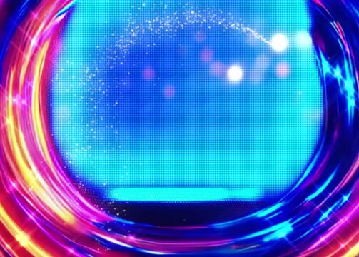 Render Neon circle rotation of frame with shining effects 3D animation motion