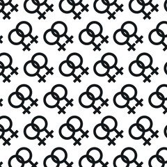 Fototapeta premium Vector seamless pattern with gender female symbols black icon on a white background. LGBT flag, LGBT Pride Month, LGBT Pride. Female symbols icon logo design