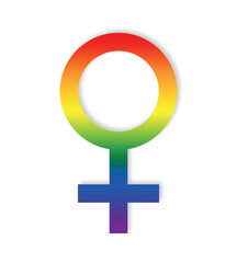 Vector gender female symbol in the colors of the rainbow LGBT pride flag, LGBT flag, LGBT Pride Month, LGBT Pride. Female symbol icon logo design