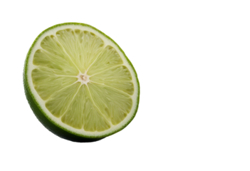 Ripe slice of lime citrus fruit isolated on transparent background